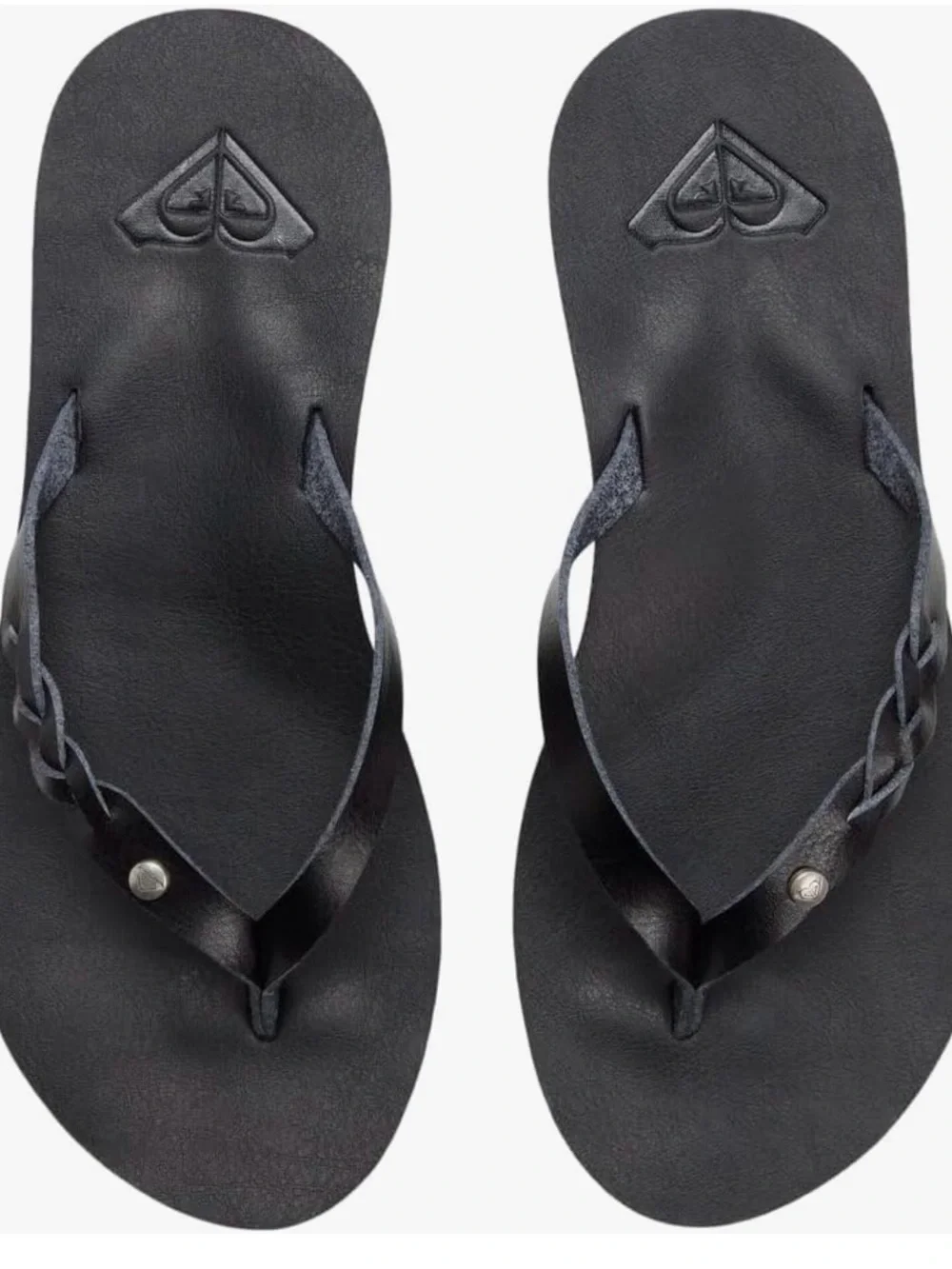 Roxy Black Leather Flip Flops